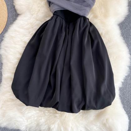 Fairy Tulle Stitching Little Black Dress,..