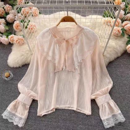 Sweet girl blouse, fall, new, lace-..