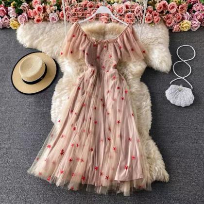 Chic Fairy Dress, Gentle Girl Dress, Square Neck..