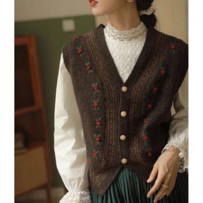 Waistcoat, Spring And Autumn Fold Wear Vest Knit..