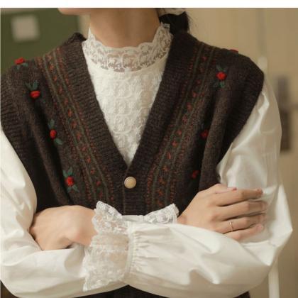 Waistcoat, Spring And Autumn Fold Wear Vest Knit..