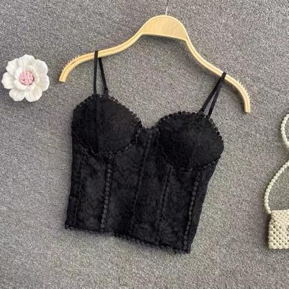 Sexy, Lace Crocheted Halter Top, Crop Top