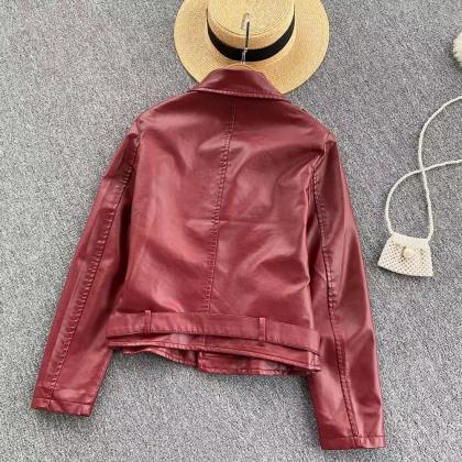 Leather Coat, Short Style, Autumn And Winter,..