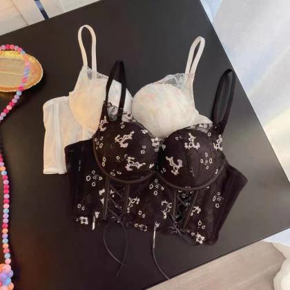 Fashion Straps, Heavy Embroidery Halter Tops,..
