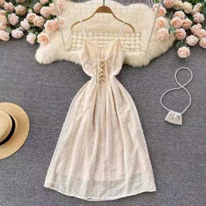 Lace Splicing Halter Dress, Fashion, Binding,..