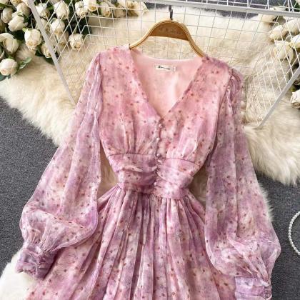 Gentle , Super Fairy Chiffon Floral Dress, Waist,..