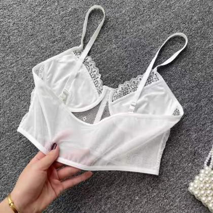 White Underwear, Sexy Lace, V-neck Halter Top,..
