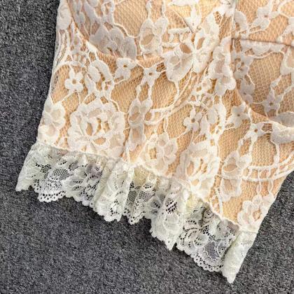 Sexy, Lace Halter Tank Top, Lingerie, Short Chic..