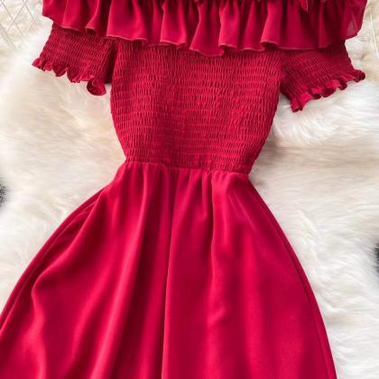 Sexy, Off Shoulder Party Dress, Ruffles Fashion..