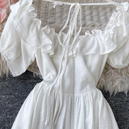 White Dress,cute A Line Summer Dress ,girl Dress