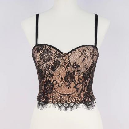 Lace Crop Top. Slim Waistcoat, Sexy Tank Top, With..