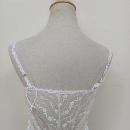 Cute , Hollowed-out Lace Top, Halter Top