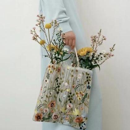 Spring And Summer,mesh Full Embroidery Flower,..