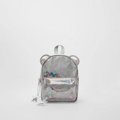 Silver Cat Ears, Sparkly Pink Mini Backpack,..