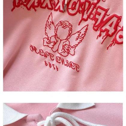 Pink, Retro, Chic, Angel Short Sleeve Polo Shirt,..