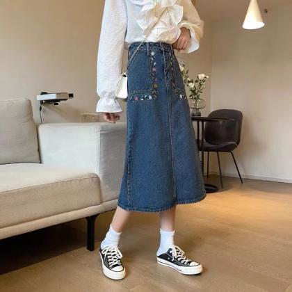 Spring And Summer, Style, Embroidered Skirt,..
