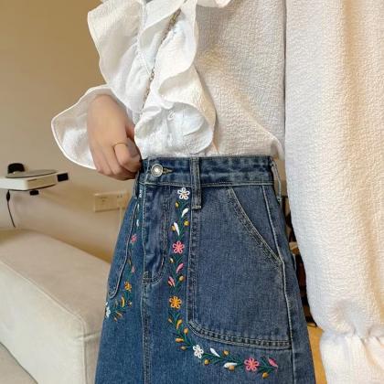 Spring And Summer, Style, Embroidered Skirt,..