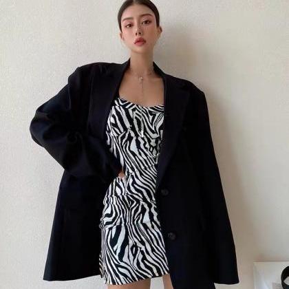 Sexy, Zebra-print Slip Dress, Slim Bodycon Dress,..