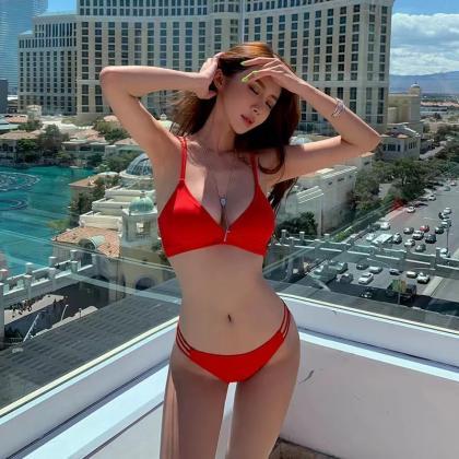 Two-piece Bikini, Sexy, Red-breasted Spa Bathing..
