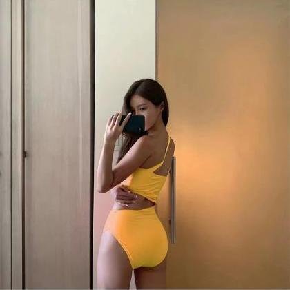 Creative Style, Solid Color Swimsuit, Sexy Back,..