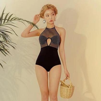 Neckline, Sexy Black One-piece Swimsuit