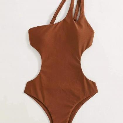 One-piece Bikini, One-shoulder Nude Swimsuit