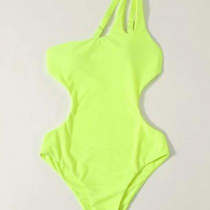 One-piece Bikini, One-shoulder Nude Swimsuit