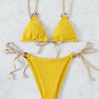 Two piece bikini, sexy solid color ..