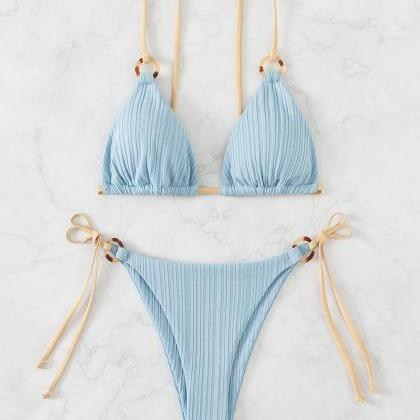 Two piece bikini, sexy solid color ..