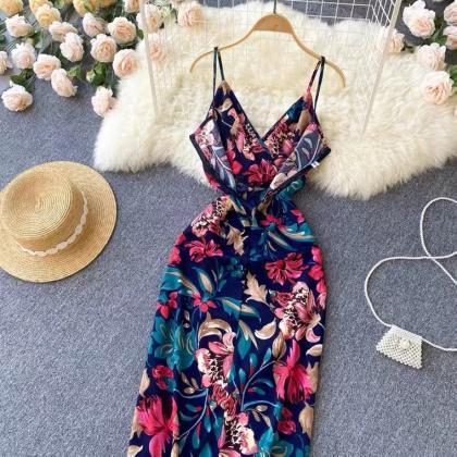 Summer, sexy, fashion floral spaghe..