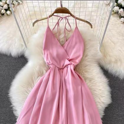 Beach Dress, Backless, Tie-down, Pink, Fairy..