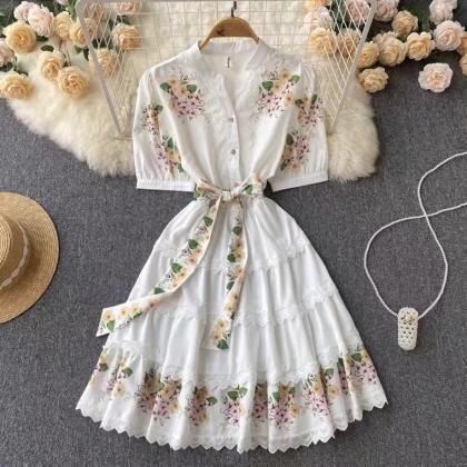 Sweet ,lace Dress Printed Dress, Cute Dress