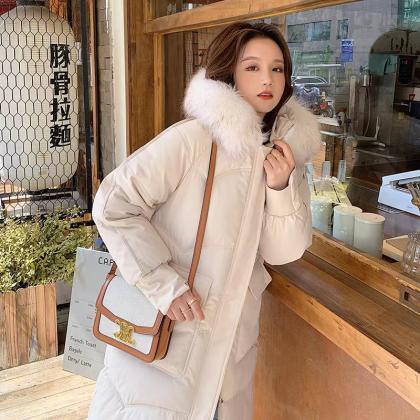 Winter Coat, Thick Cotton Jacket With Large Fur..