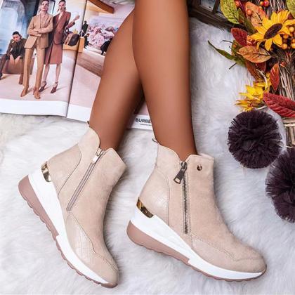 High Top Warm Round Toe Winter Boots, Inside..