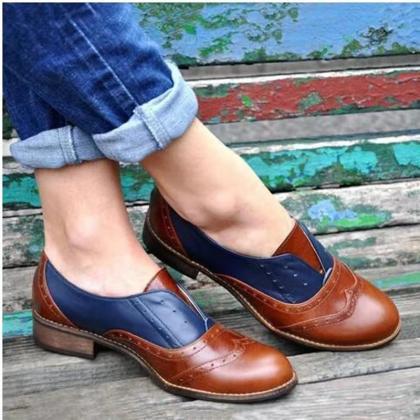 Brock Flats, Style, Square Flat Heels, Patchwork..
