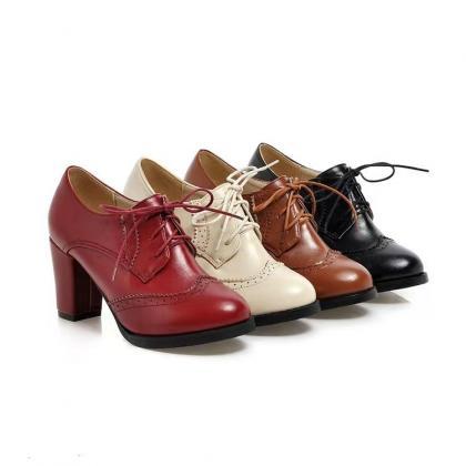 Lace-up Chunky Oxford Pumps Women Shoes on Luulla