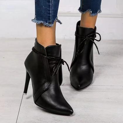 Winter, Pointy Heels, High Heels, Lace-up Boots,..