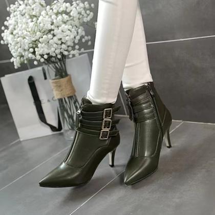Buckles, Prongs, Zippers, Ankle Boots, High Heels