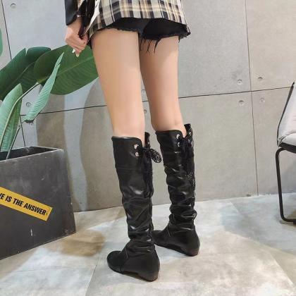Chunky, Lace-up, Thigh-high Knight Boots