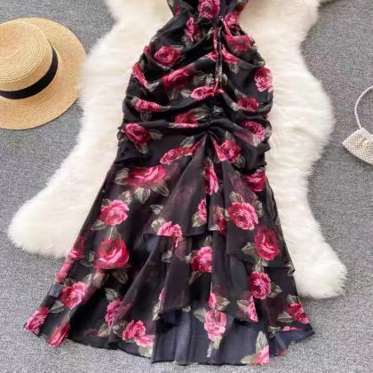 Light Luxury Dress, Ladies Chiffon Printed Dress,..