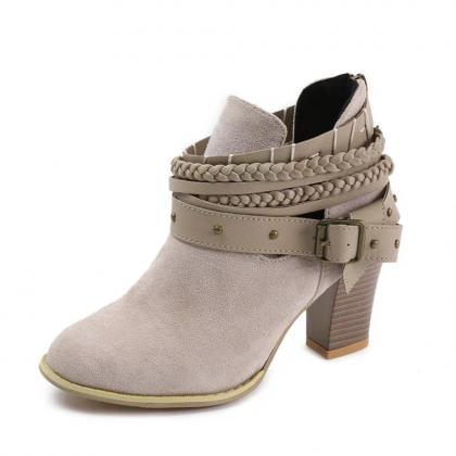 Autumn And Winter, Chunky Single Shoes, Belt..