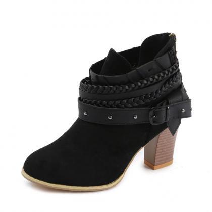 Autumn And Winter, Chunky Single Shoes, Belt..