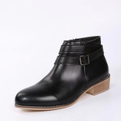 Chunky Heel And Flat Ankle Boots,..