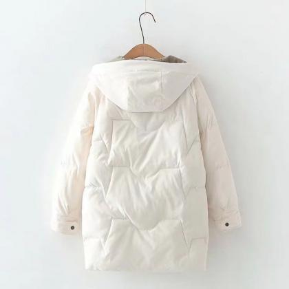 Preppy Cotton Coat, Winter, Style, Student,..