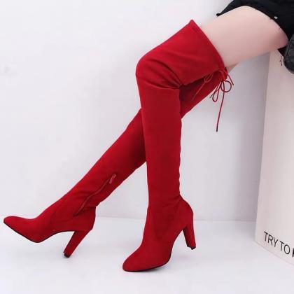 Large Over The Knee Boots, High Heels, Round Toe,..