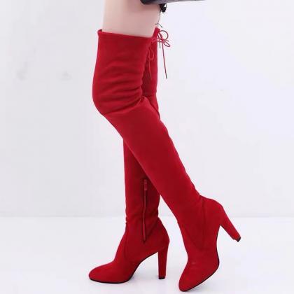 Large Over The Knee Boots, High Heels, Round Toe,..