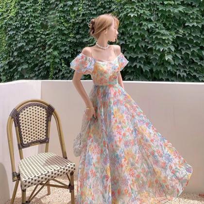 Long Fairy Dress, Floral Dress ,sweet, Mesh,..