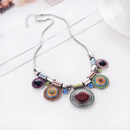 Bohemian Gem Necklace, Ethnic Style Accessories,..