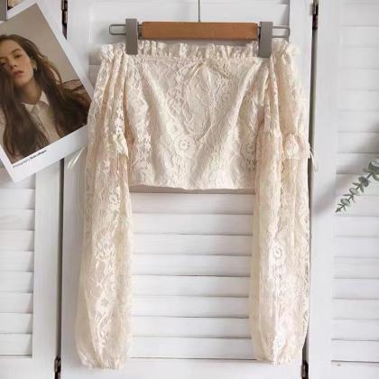 Off-shoulder Top, Lace Chic Bubble Sleeves Top,..