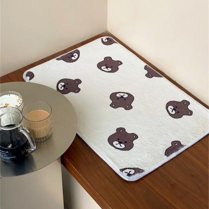 Cute White Furry Bear Anti-slip Rug Kitchen Home..